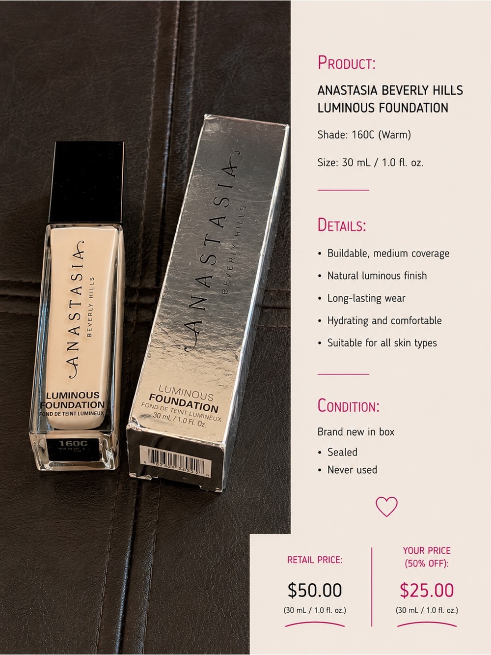 Anastasia Beverly Hills Luminous Foundation - Warm Beige